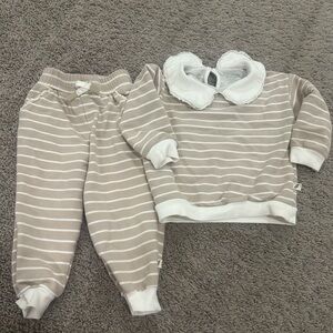 Easy Peasy Matching Set in Beige and White
